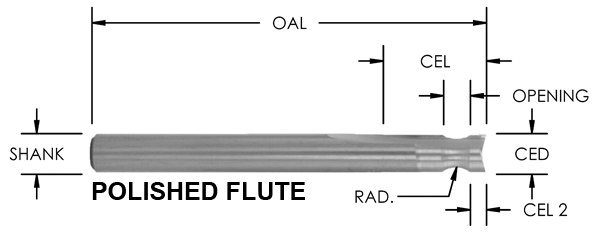 SOLID CARBIDE SPIRALS - 2 FLUTE DOWNCUT (SCDS-120-1)