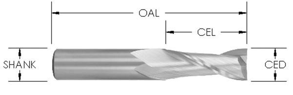 SOLID CARBIDE SPIRALS - 2 FLUTE UPCUT (SCUS-340A-2)