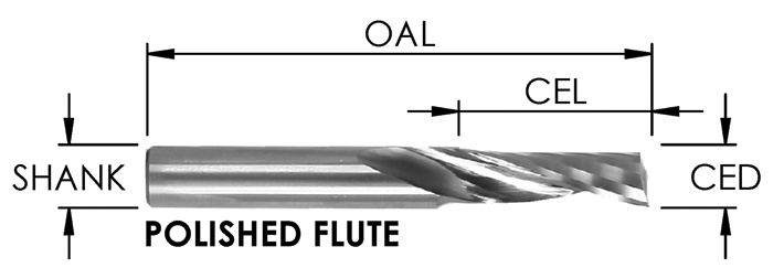 O FLUTE UPCUT SPIRAL, 1 FLUTE (HARD PLASTIC) (CORS-140-14)